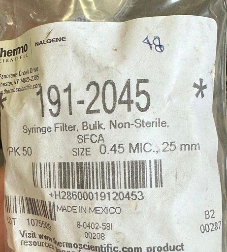 [90.18.25.9905] FISHER 191-2045 SYRINGE FILTER PACK